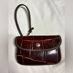 Dooney and Bourke Brown Crocodile Pattern Women's wristlet